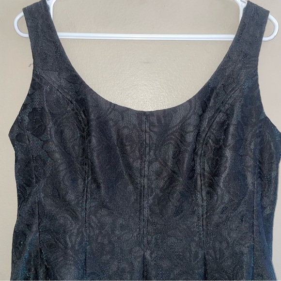 Nine West Sleeveless Black Lace Dress w Teal Iridescent Base - Size 12 EUC - Picture 5 of 16